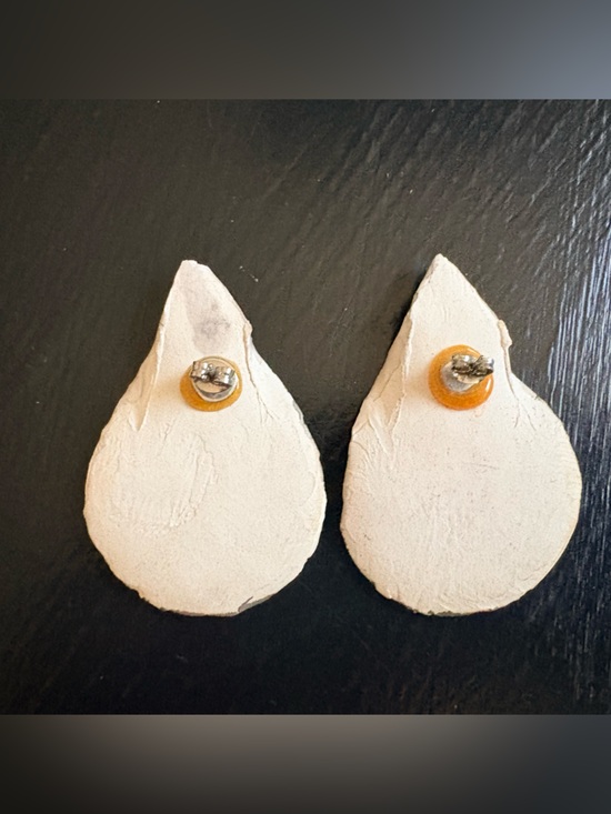 Handmade Enamel Clay Teardrop Earrings - Picture 5 of 9